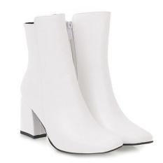 Giày boot nữ cổ lửng màu trắng thời thượng GBN0802