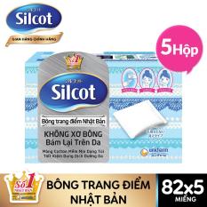 Combo 5 Hộp bông trang điểm (Bông tẩy trang) Silcot 82 miếng/hộp