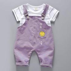 Bộ Yếm Mặt Cười Nhỏ Màu Tím – Chất Cotton