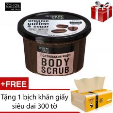 Kem tẩy tế bào chết da chết toàn thân Organic Shop chiết xuất hạt cà phê + TẶNG 1 bịch khăn giấy siêu dai 300 tờ Gấu Trúc