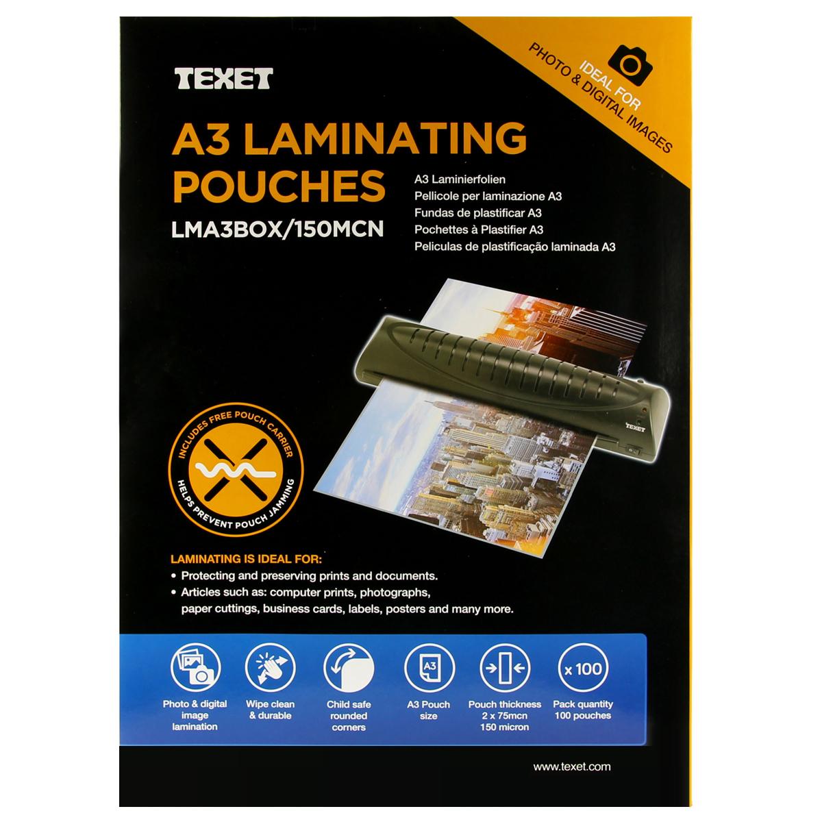 Hộp 100 tờ màng ép nhựa A3 Texet 250 Micron LMA3BOX125