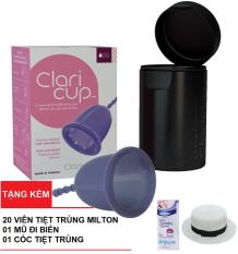 Cốc nguyệt san Claricup Pháp loại kháng khuẩn (size 2) TẶNG 20 viên tiệt trùng+mũ đi biển+cốc tiệt trùng