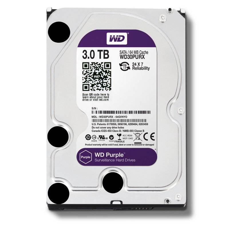 HDD Western Purple 3TB dòng ổ cứng chuyên dụng cho camera, 64MB (6Gb/s) /IntelliPower (RPM)/ SATA3), Màu tím (cty)
