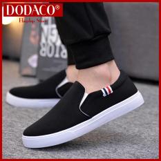 Giày lười nam DODACO LVS0007 giày mọi nam thời trang style hàn quốc chất liệu siêu nhẹ vải khử mùi thoáng khí hàng hot trends giá rẻ mẫu mới nhất 2018 màu Đen Xám Đỏ Vàng