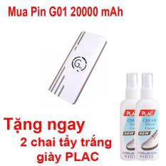 Pin sạc dự phòng G01 Litinum 20000MAH (Trắng) – hổ trợ sạc nhanh +Tặng ngay 2 chai tẩy trắng giày PLAC