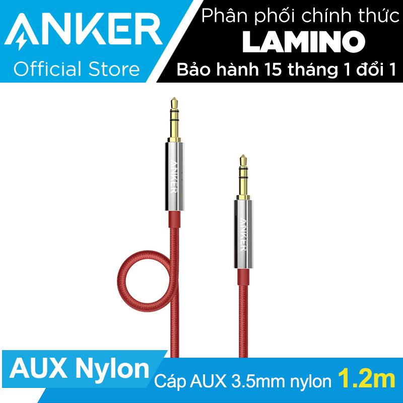 Cáp audio cao cấp ANKER 3.5mm Nylon Braided Auxiliary Audio 1.2m (Đỏ) - Hãng phân phối chính thức