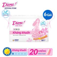 Bộ 6 gói Băng vệ sinh Diana hàng ngày Sensi kháng khuẩn gói 20 miếng