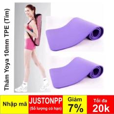 Thảm tập Yoga siêu bền loại dày 10mm TPE (TÍM) CÓ TÚI ĐỰNG Kích Thước 180cm x 61cm x 10mm (Mầu tím)