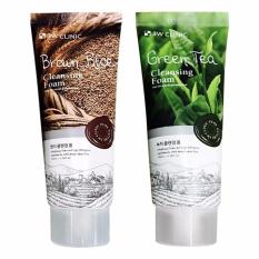 Combo Sữa Rửa Mặt Chiết Xuất Từ Gạo 3W Clinic Brown Rice Foam Cleansing (100ml) + Sữa Rửa Mặt Chiết Xuất Từ Trà Xanh 3W Clinic Green Tea Foam Cleansing (100ml)