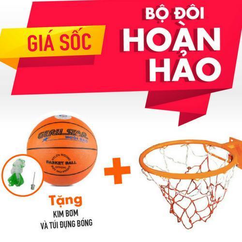 Combo bộ sản phẩm Vành bóng rổ 40cm + quả bóng rổ số 6 (Cam)