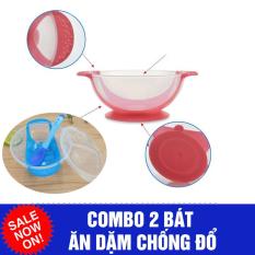 Combo 2 bát ăn dặm kèm thìa báo nóng màu xanh