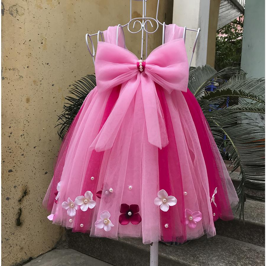 váy tutu công chúa hồng phấn pha hồng sen nơ hồng phấn