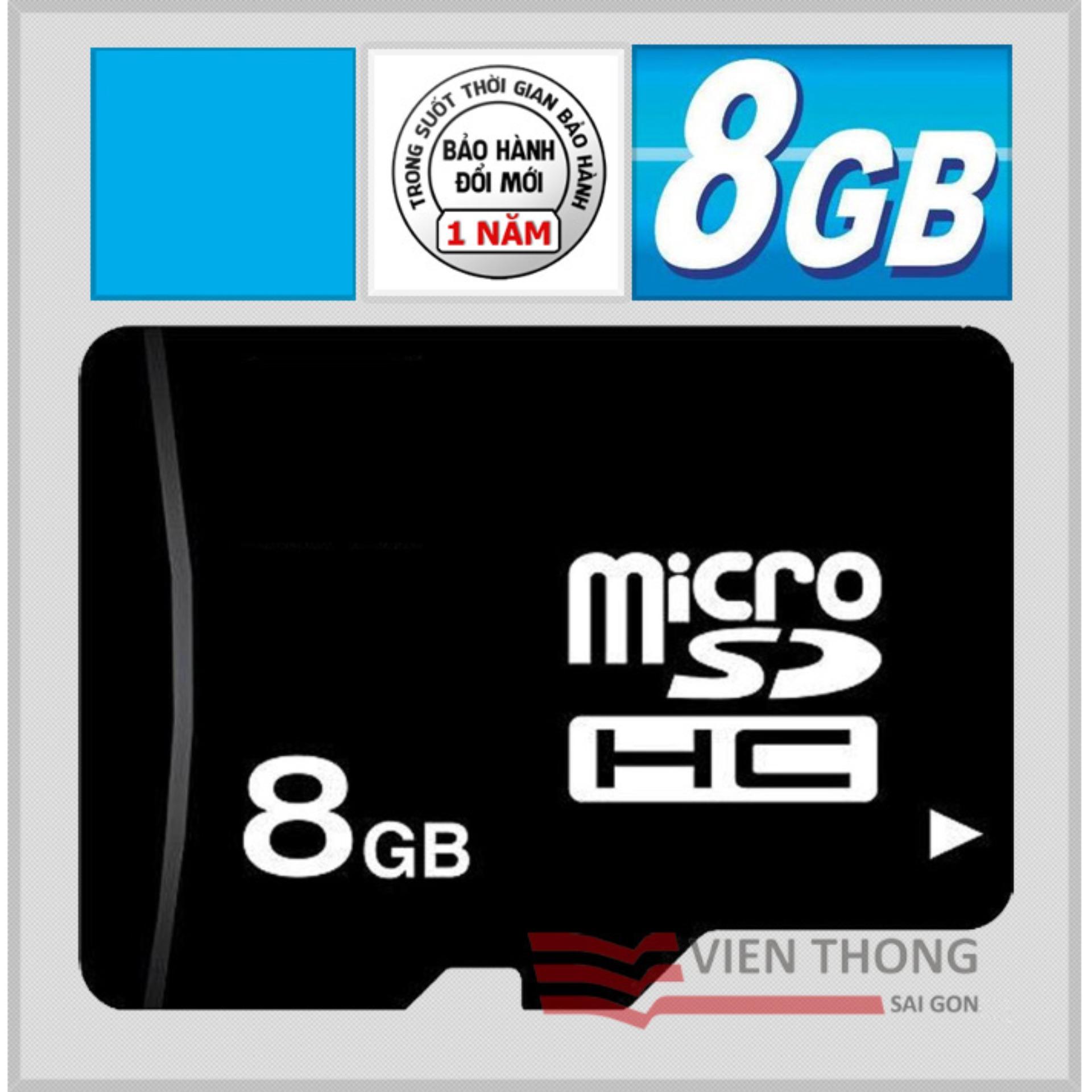 Thẻ nhớ 8GB Micro SDHC (Đen) - Bảo hành 1 năm 1 đổi 1 mới