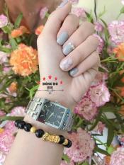 Đồng hồ Nữ Halei mặt vuông dây thép thời thượng TẶNG 1 vòng tỳ hưu phong thủy – HL564 Dây trắng mặt đen