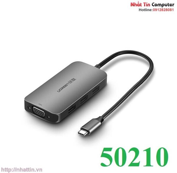 Thiết bị mở rộng USB type-C to VGA/ Hub USB 3.0 hỗ trợ sạc cổng USB-C chính hãng Ugreen 50210...