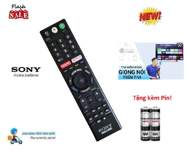 Điều khiển tivi Sony giọng nói RM-TX200P dùng được cho tất cả TV SONY giọng nói- Hàng mới BH 12 tháng Tặng kèm Pin
