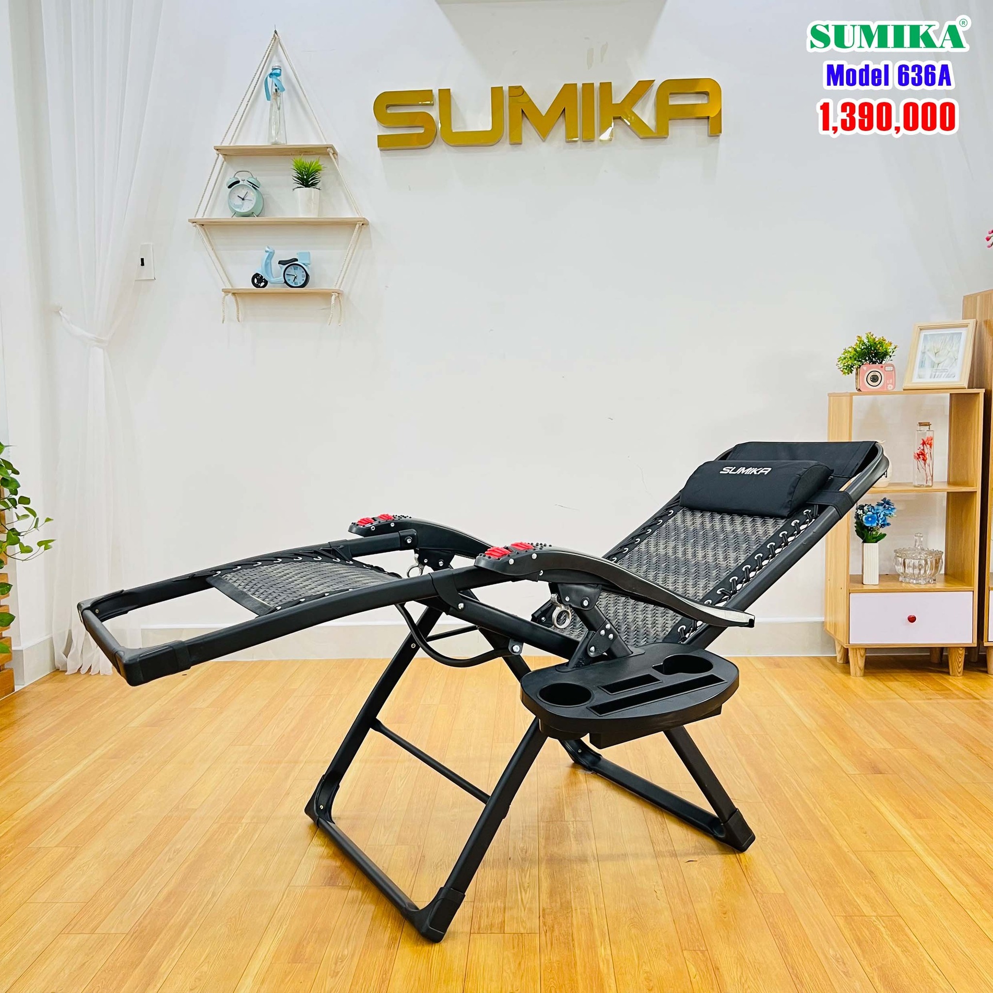 Ghế xếp thư giãn, ghế gấp gọn thư giãn, ghế lăn tay massage thư giãn Sumika 199, 636A Khung vuông...