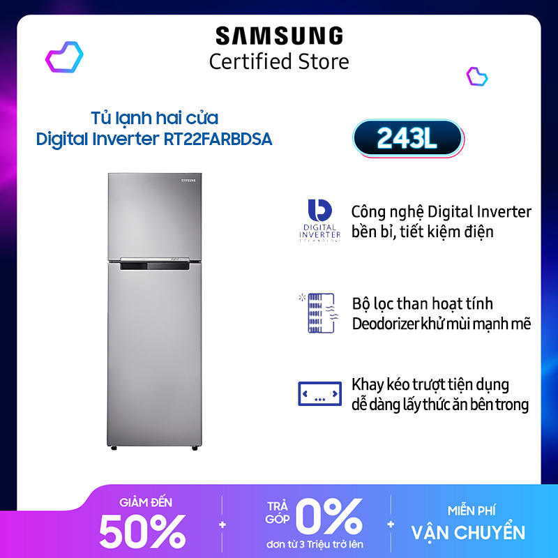 [Không nhận COD][Free Ship + Lắp đặt Toàn Quốc][Trả góp 0%][Voucher Upto 1Tr] Tủ lạnh Samsung hai cửa Digital Inverter...