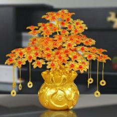 Cây kim tiền phát tài phát lộc đế túi vàng 7 cành trang trí ngày tết