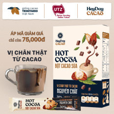 Bột Cacao Sữa Hot Cocoa – Đậm Vị Chân Thật Từ Cacao Nguyên Chất – Hộp Giấy 12 Gói x 20g – Không cholesterone, giàu khoáng và chất xơ hoà tan – Heyday Cacao