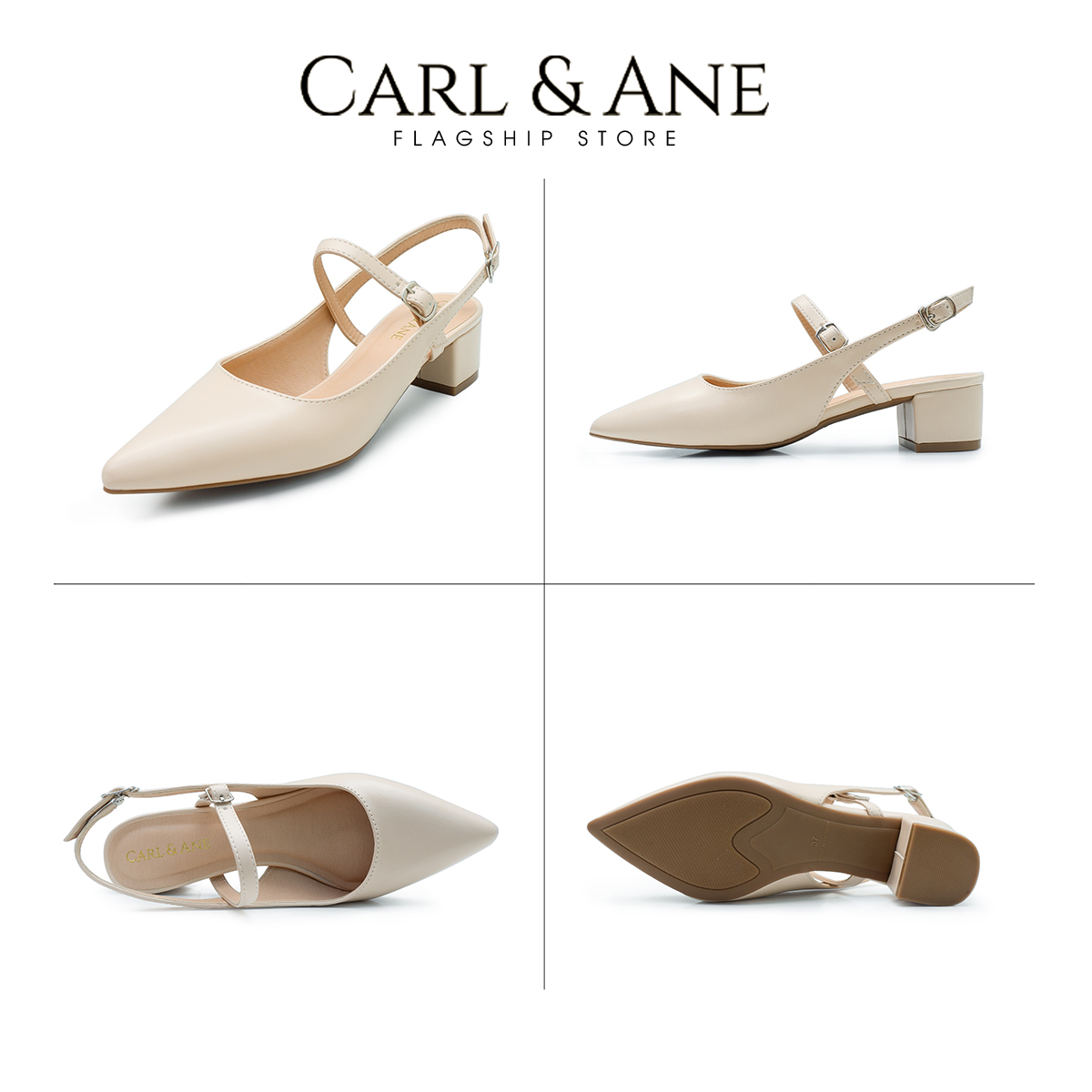 Carl & Ane - Giày cao gót mũi nhọn kiểu dáng thanh lịch cao 3,5cm màu nude - CL023