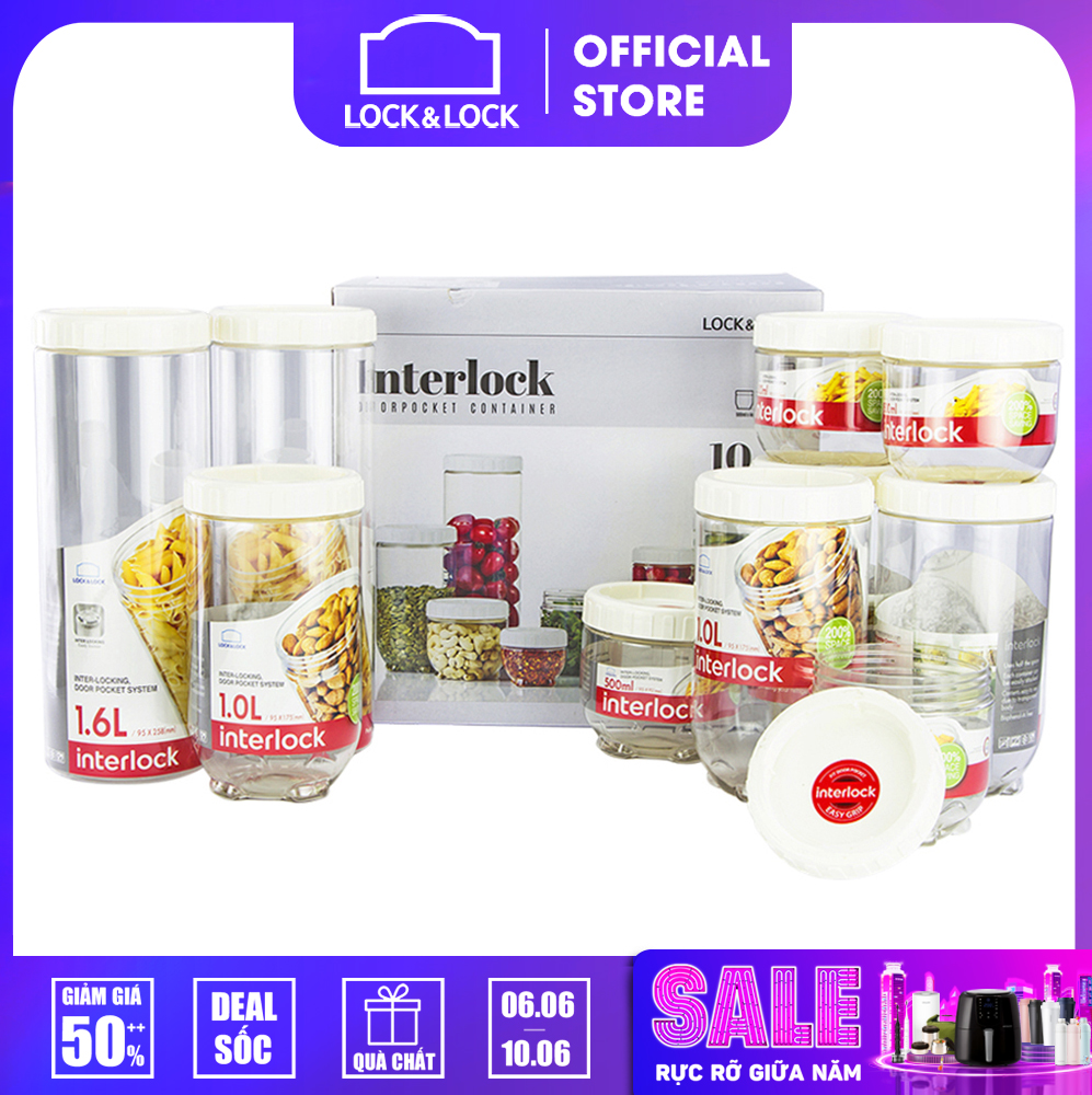 INL301WS10 - Bộ 10 hộp Lock&Lock Interlock giúp bảo quản thực phẩm tránh được mùi thức ăn hay thực phẩm...