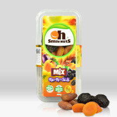 Mix Mận – Mơ – Chà Là Smile Nuts hộp 350g (Chà Là từ Tunisia, Mận Khô từ Chile, Mơ Khô từ Thổ Nhĩ Kỳ) – Mixed Dried Fruits (Dates, Prunes, Apricots)