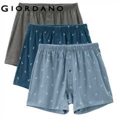 Giordano Men Boxers Double Seam Thicken Crotch Boxers Stretchy Elastic Waistband Antibacterial Cotton 3PCS/PKG Boxers 18171001