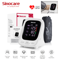 Sinocare Sạc USB tự động Máy đo huyết áp bắp tay cho người dùng kép Máy đo huyết áp đo huyết áp thông minh Kỹ thuật số theo dõi nhịp tim Máy có độ chính xác cao với giọng nói Englsih