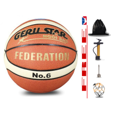 Banh bóng rổ da cho nữ Geru Star bản Federation- Size 6 – Tặng kèm Bơm tay + Balo rút + Kim bơm + Túi lưới