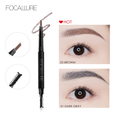 Bút chì kẻ lông mày FOCALLURE không thấm nước bền màu lâu trôi với 3 màu tùy chọn có đầu chải lông màu tiện dụng – INTL