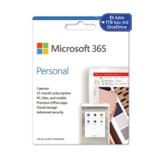 Phần mềm Microsoft 365 Personal | 12 tháng | Dành cho 1 người| 5 thiết bị/người | Trọn bộ ứng dụng Office | 1TB lưu trữ OneDrive