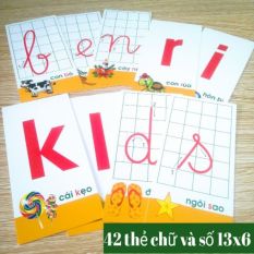 Bộ 42 Thẻ Học Nhận Biết Chữ Cái Và Số Đếm Cho Bé (13×6 cm)