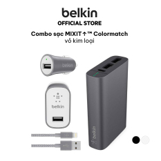Combo sạc MIXIT ↑ ™ Colormatch Belkin cáp Lightning 1.2 mét vỏ dù Metallic, tẩu sạc xe hơi 12W, adapter sạc 12W, pin sạc dự phòng 6600 mAh – Hàng chính hãng