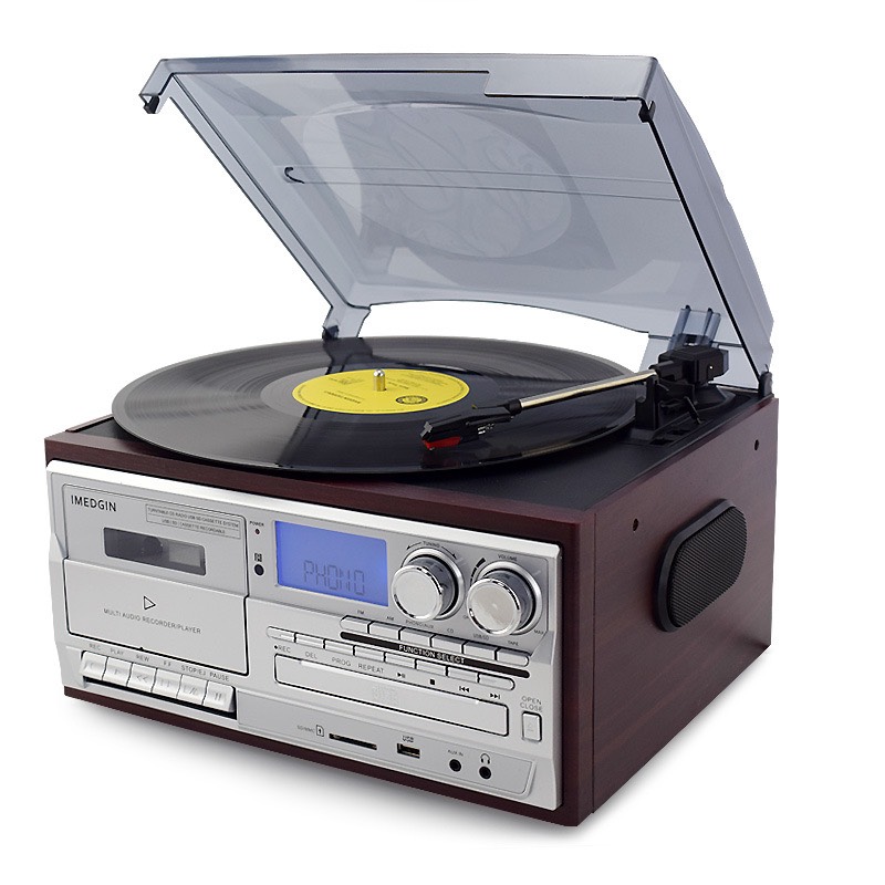 Đầu đĩa than phono vinyl đa chức năng có CD, Băng tape, Bluetooth, FM AM, Đĩa Than, Có Loa Điều...