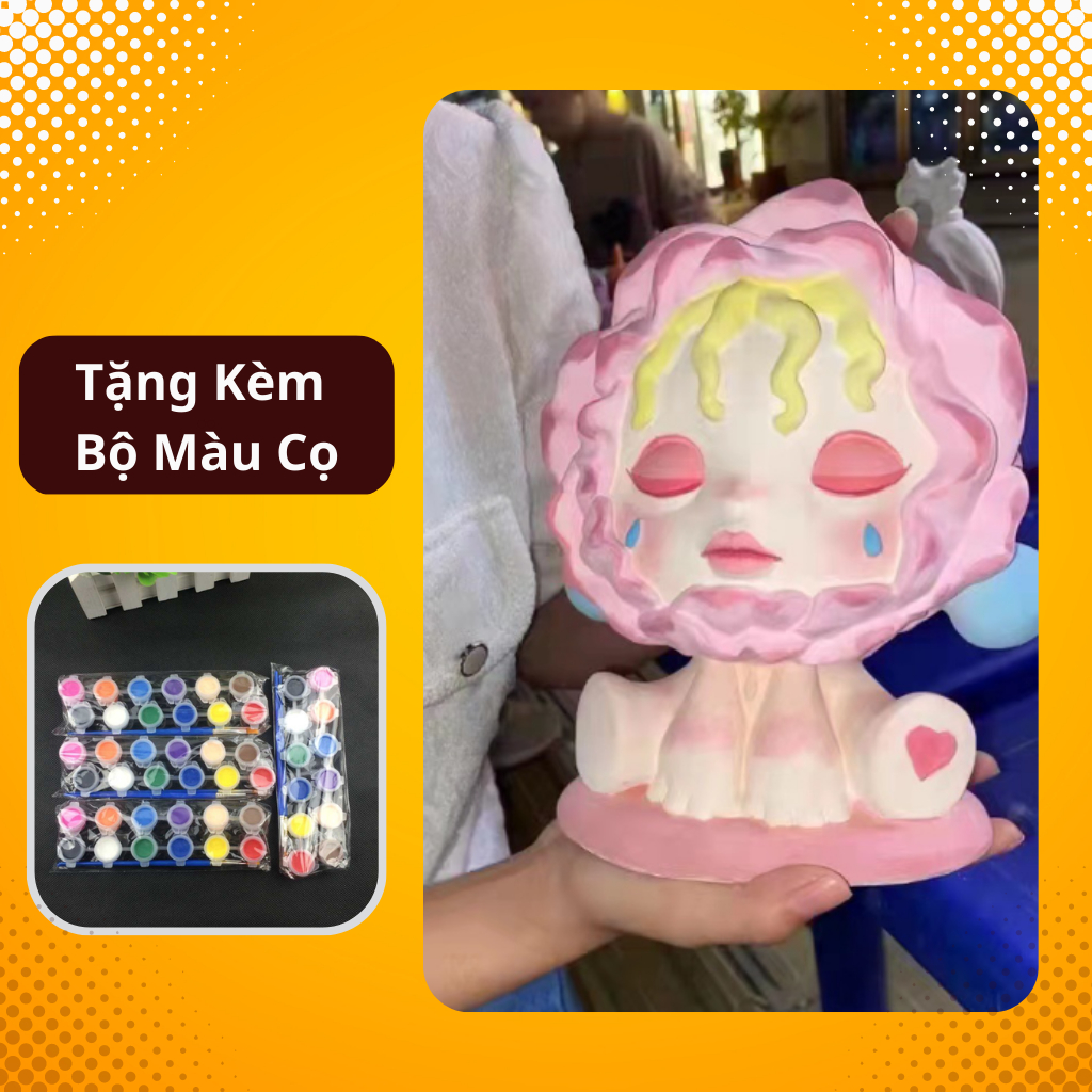 Bán Tượng Thạch Cao Tô Màu Skullpanda- Tượng Tô Màu Cho Bé Gái Tặng Kèm Cọ  Và Màu Vẽ Acrylic | Báo Giá Rẻ