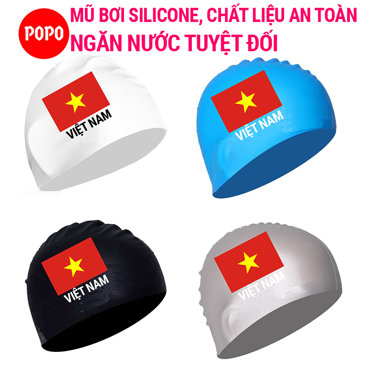 Mũ bơi, nón bơi người lớn in Cờ Việt Nam POPO CA40 mũ bơi nam, mũ bơi nữ chất liệu...