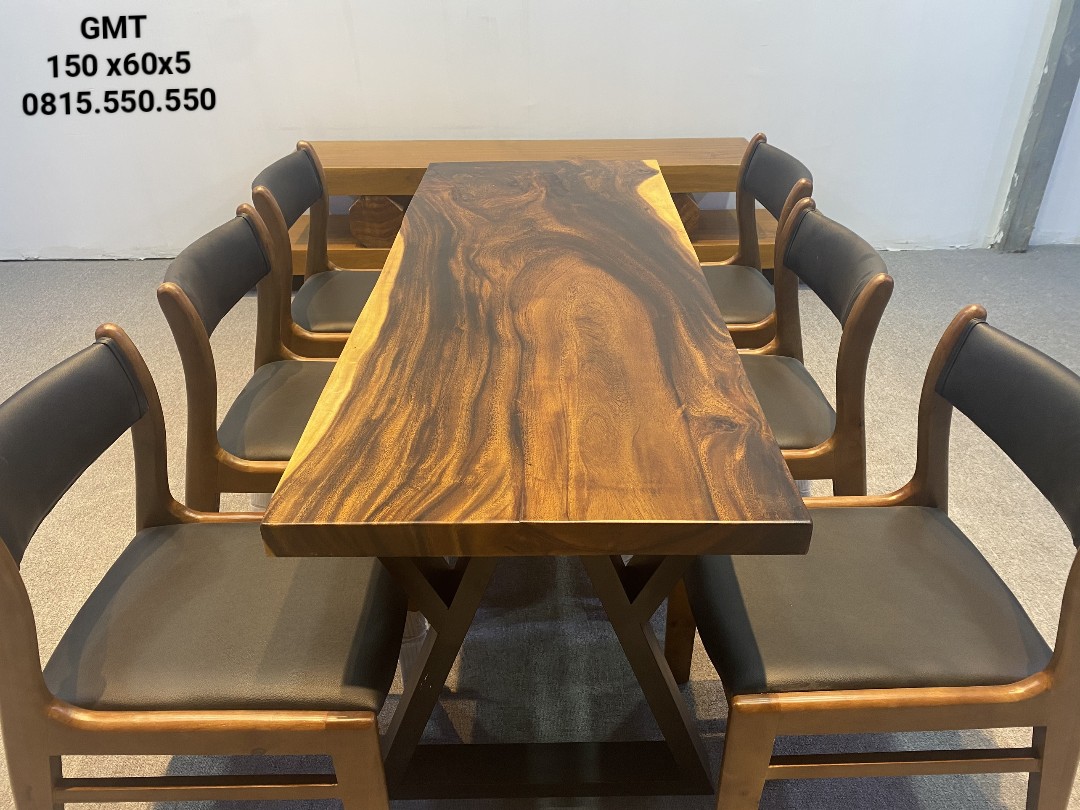 Bàn ăn 6 ghế , bàn gỗ me tây nguyên tấm đã xử lý kỹ đạt tiêu chuẩn xuất khẩu...
