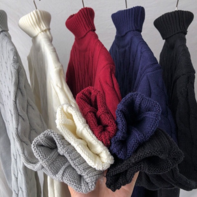 Áo len nam VẶN THỪNG cổ lọ mẫu mới 2020 - Áo len đan nam cổ cao BITULA