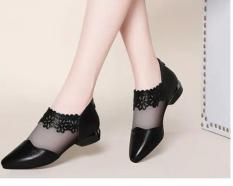 Giày búp bê cổ phối ren hoa
