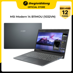 Laptop MSI Modern 14 B11MOU i7 1195G7/8GB/512GB/Túi/Chuột/Win11 (1032VN) – Hàng chính hãng