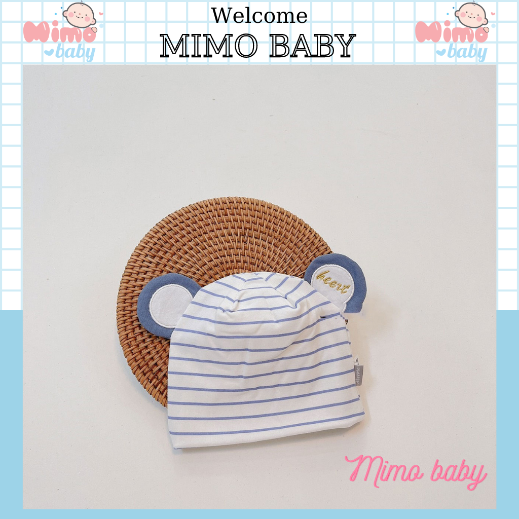 Mũ cotton sơ sinh cao cấp hình nơ, hình gấu đáng yêu Mimo Baby cho bé 0-6m MD20