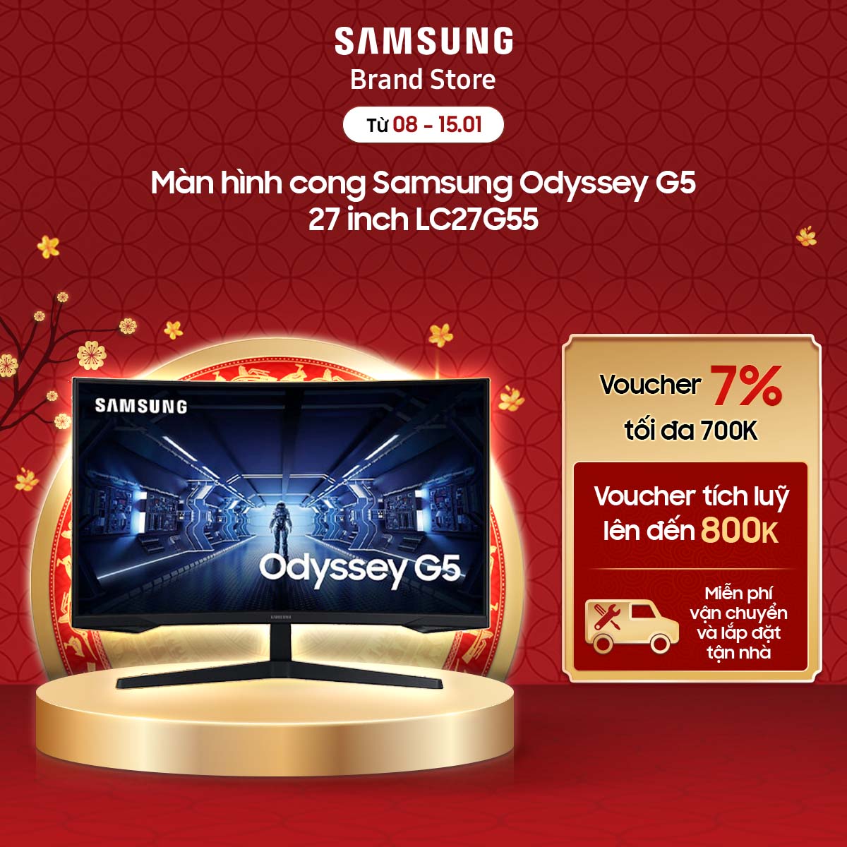 Màn hình cong Samsung Odyssey G5 27 inch LC27G55 LC27G55TQWEXXV - Giao hàng từ 23.12.2022