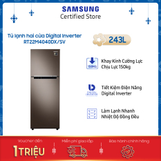 [VOUCHER upto 1 triệu] [Trả góp 0%]Tủ lạnh Samsung hai cửa Digital Inverter 243L (RT22M4040DX)