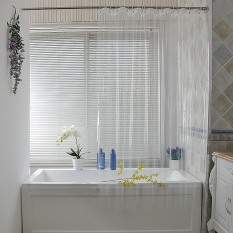 Rèm phòng tắm 180cmx180cm cao PEVA vải dày chống thấm nước kèm12 móc – TRONG SUỐT TRƠN