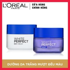 Bộ kem dưỡng da trắng mượt đều màu ngày và đêm L’Oréal Paris White Perfect 50ml