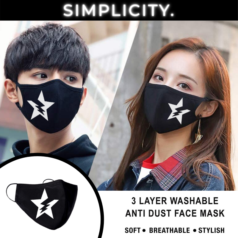 Mask PHẢN QUANG 3 lớp chất lượng cao độc quyền tại Simplicity – thời trang, mềm mại, thoáng khí, chống bụi (Đen)