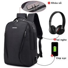 Balo laptop có ngăn chống sốc,mã khóa số chống trộm có khe sạc USB và lỗ luồn tai nghe thời trang PERFECT