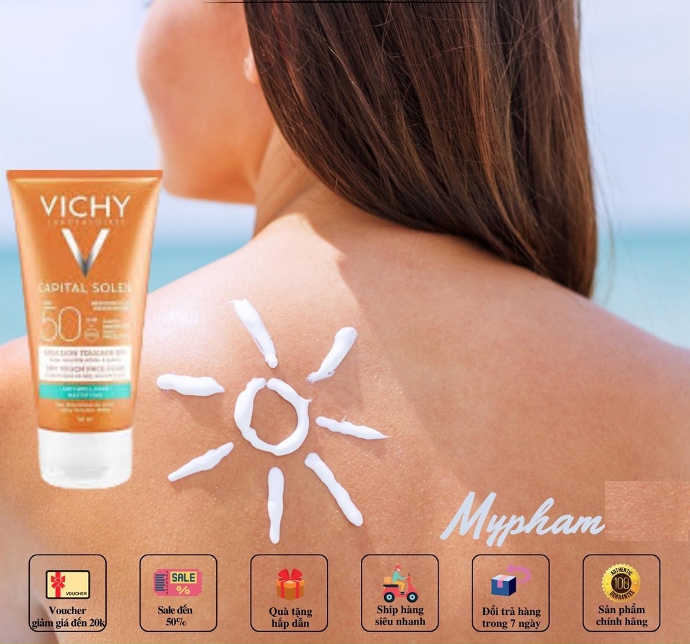 Kem Chống Nắng Pháp Vichy Capital Soleil Velvety Cream / Dry Touch Face Fluid SPF50+ Tuyp 50ml