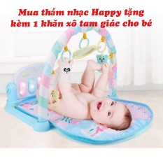 (Quà tặng )Thảm nhạc piano happy cho bé nằm chơi có nhạc và đồ chơi lục lạc. Tặng kèm khăn xô cao cấp cho bé khi mua thảm nhạc happy {Đồ chơi cho bé}